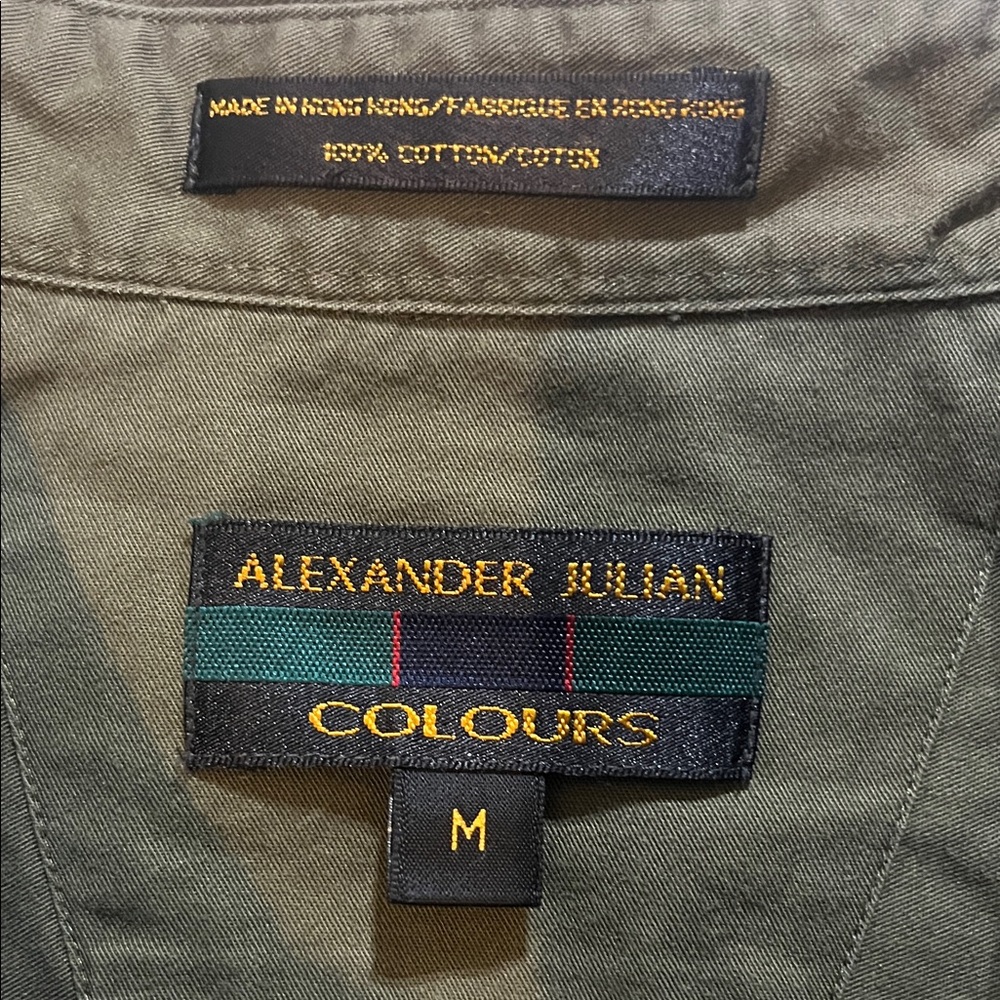 Alexander Julian Olive Cotton Button Down Shirt - Picture 3 of 6
